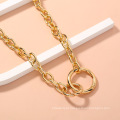 Shangjie Kalung Moda Hip Hop Gold Colar Chain Chain Collace Colar de pingente de argola dupla